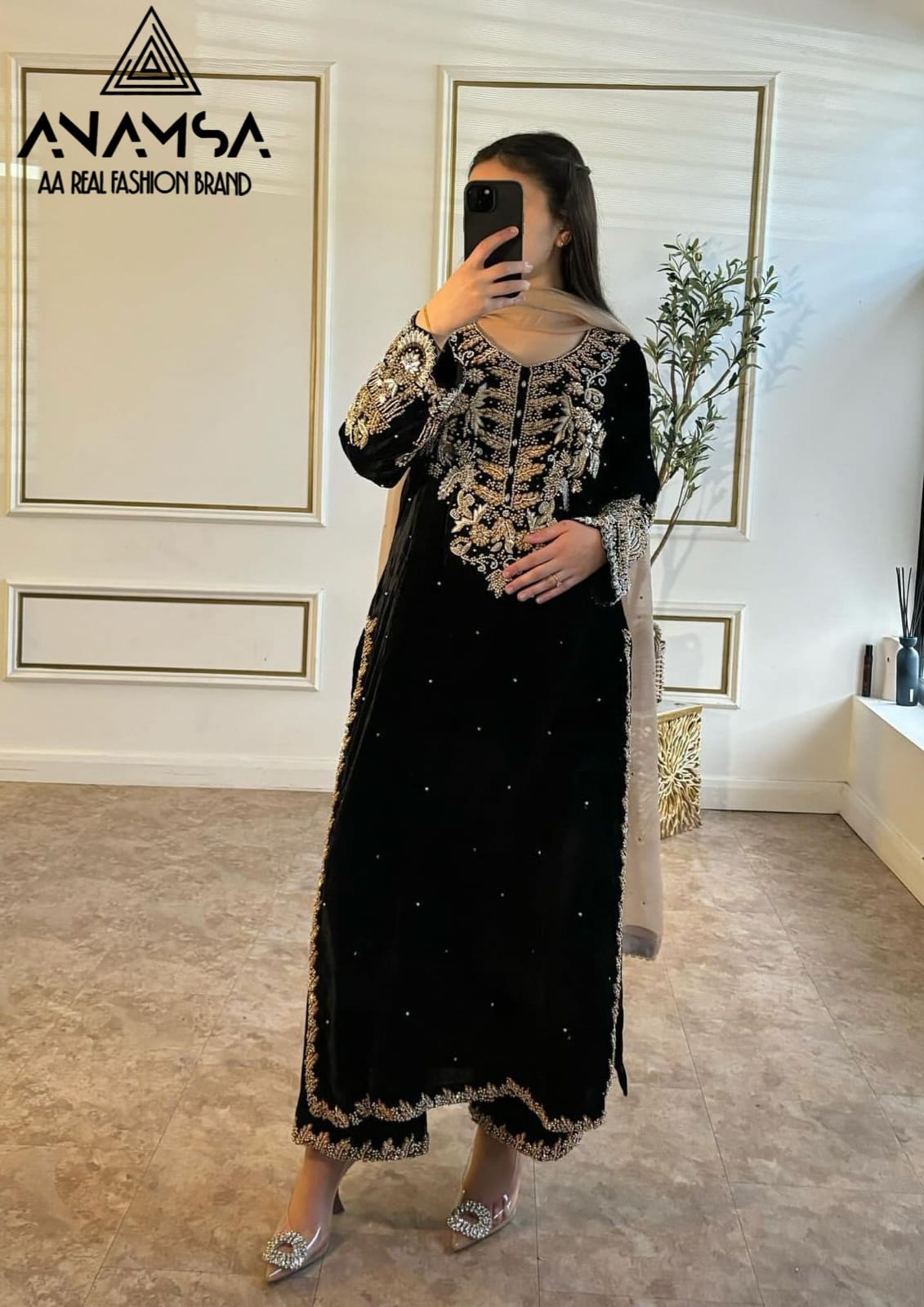 Anamsa 487 Faux Georgette Embroidery Pakistani Suit Wholesale Shop In Surat